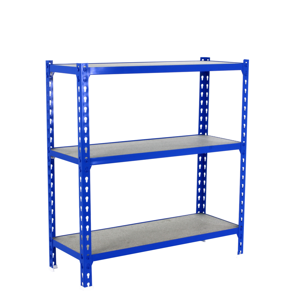 Rayonnage bois-métal léger sans vis 900x1200x500 - 3 niveaux Bleu/Bois - SIMON RACK - 8425437077265