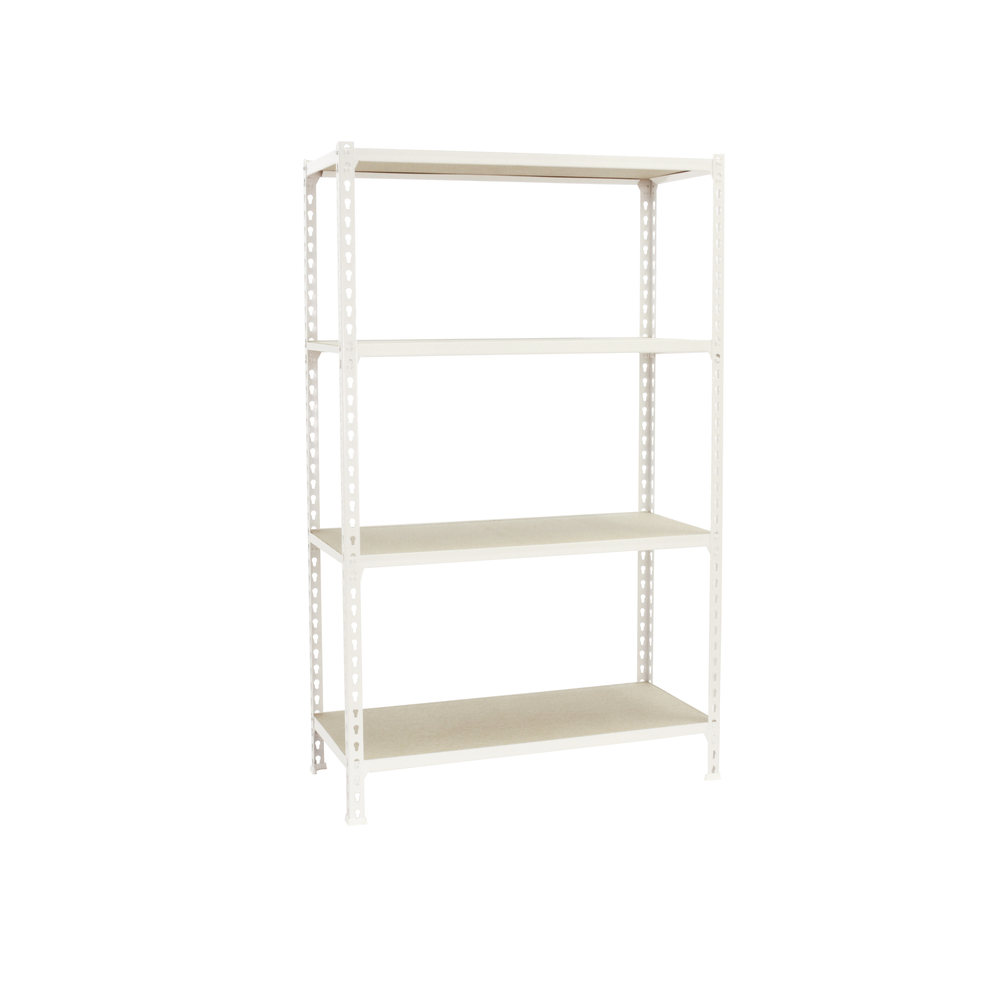 Rayonnage bois-métal léger sans vis 1500x1200x300 - 4 niveaux Blanc/Bois - SIMON RACK - 8425437077333