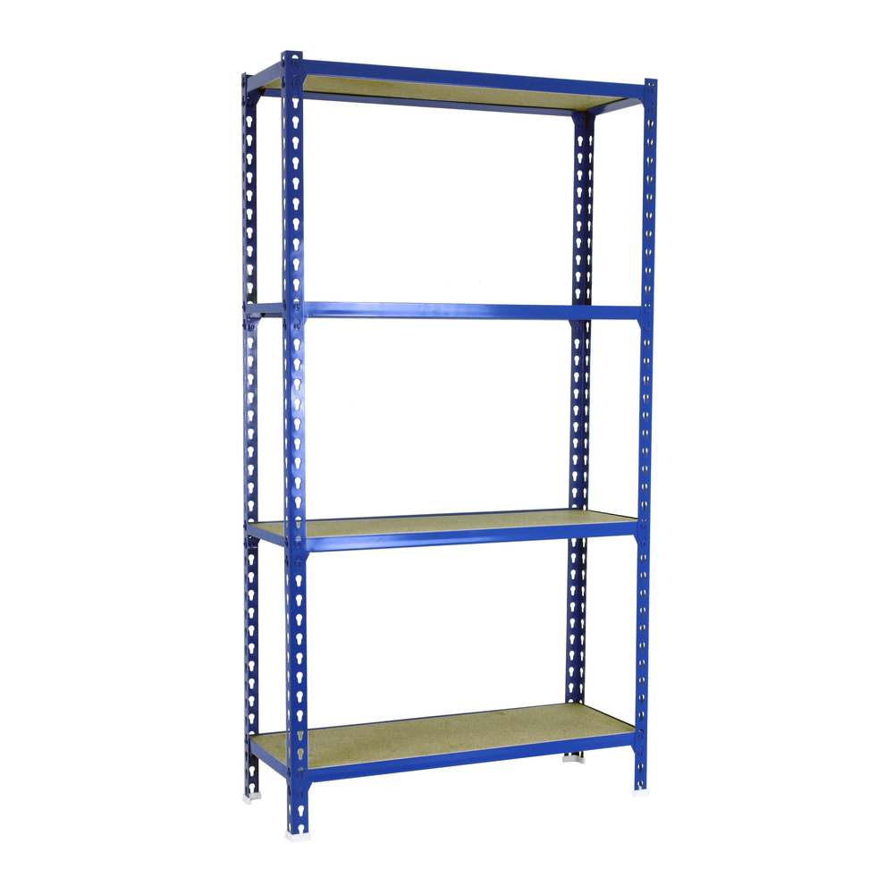 Rayonnage bois-métal léger sans vis 1500x1200x500 - 4 niveaux Bleu/Bois - SIMON RACK - 8425437077418