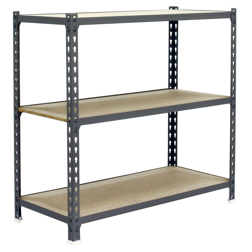 Rayonnage bois-métal léger sans vis 1000x800x400 - 3 niveaux Gris/Bois - SIMON RACK - 8425437085826