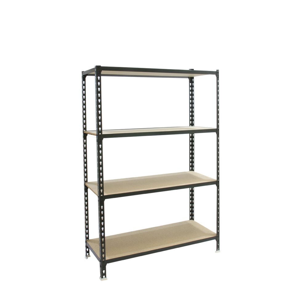 Rayonnage bois-métal léger sans vis 1500x900x500 - 4 niveaux Anthracite/Bois - SIMON RACK - 8425437099236