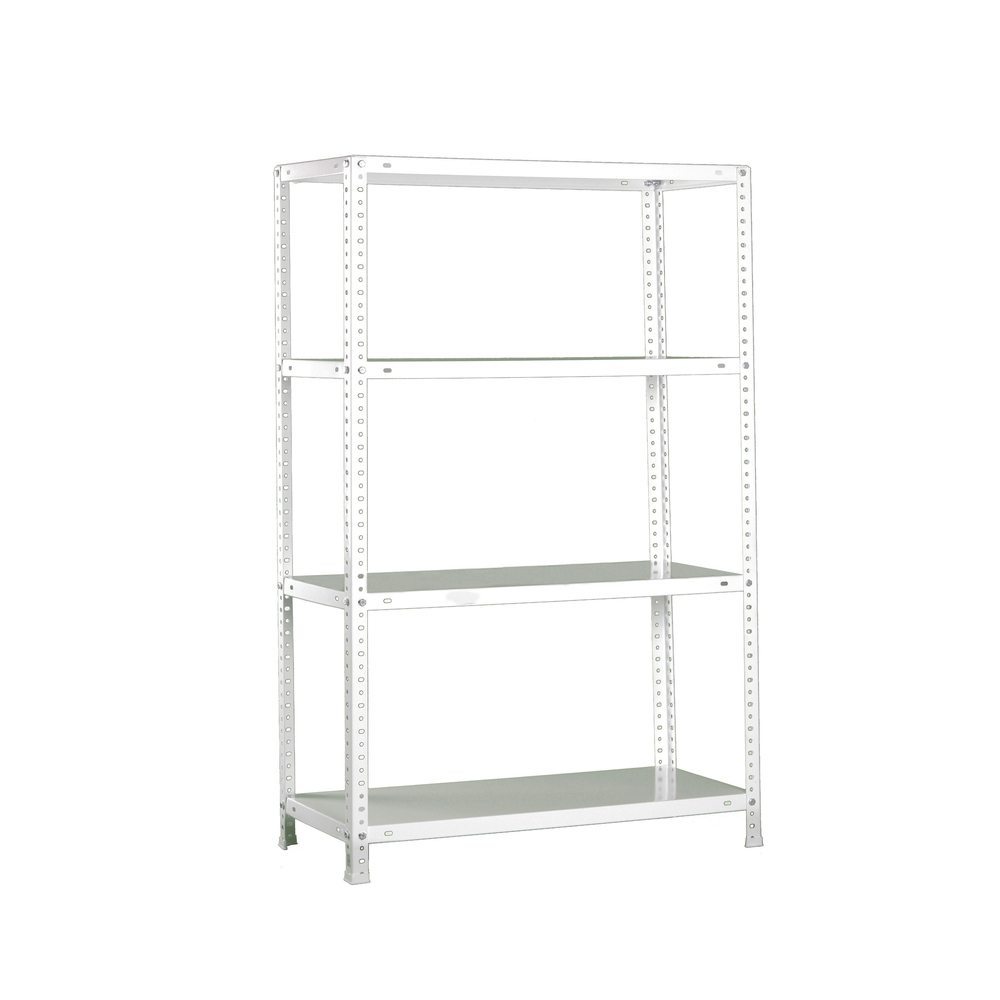 Rayonnage métallique léger à vis 1500x800x500 - 4 niveaux Blanc - SIMON RACK - 8425437130052