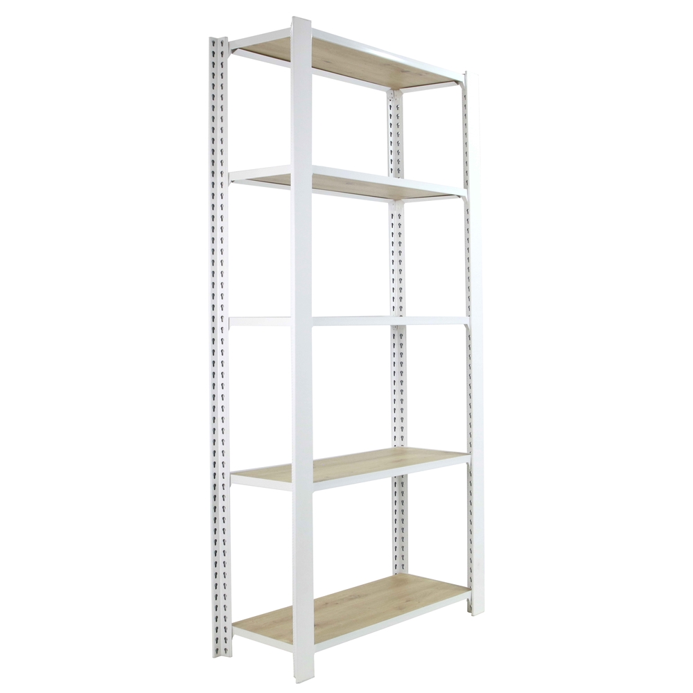 Rayonnage de bureau charge légère sans vis 2100x800x300 - 5 niveaux Blanc - SIMON RACK - 8425437137105