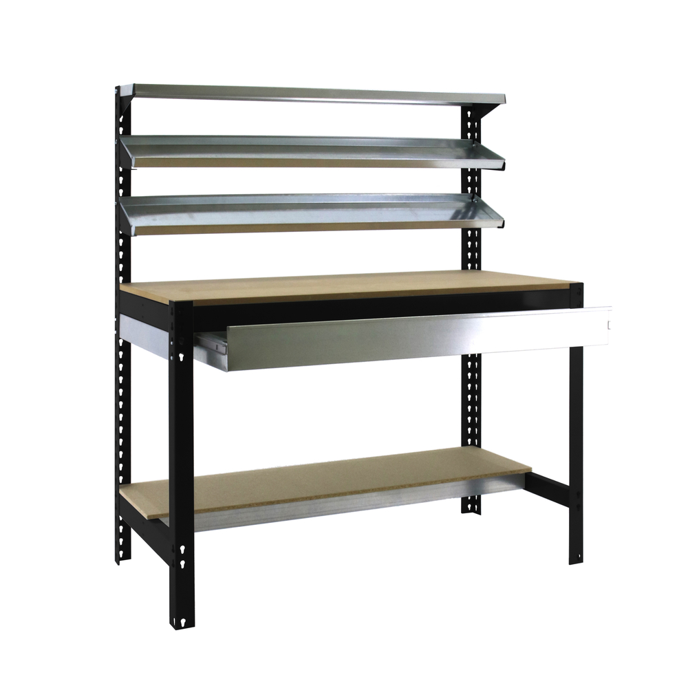 Kit établi Bricolage - 1445x1510x760 - 5 niveaux Anthracite/Bois - SIMON RACK - 8425437138126