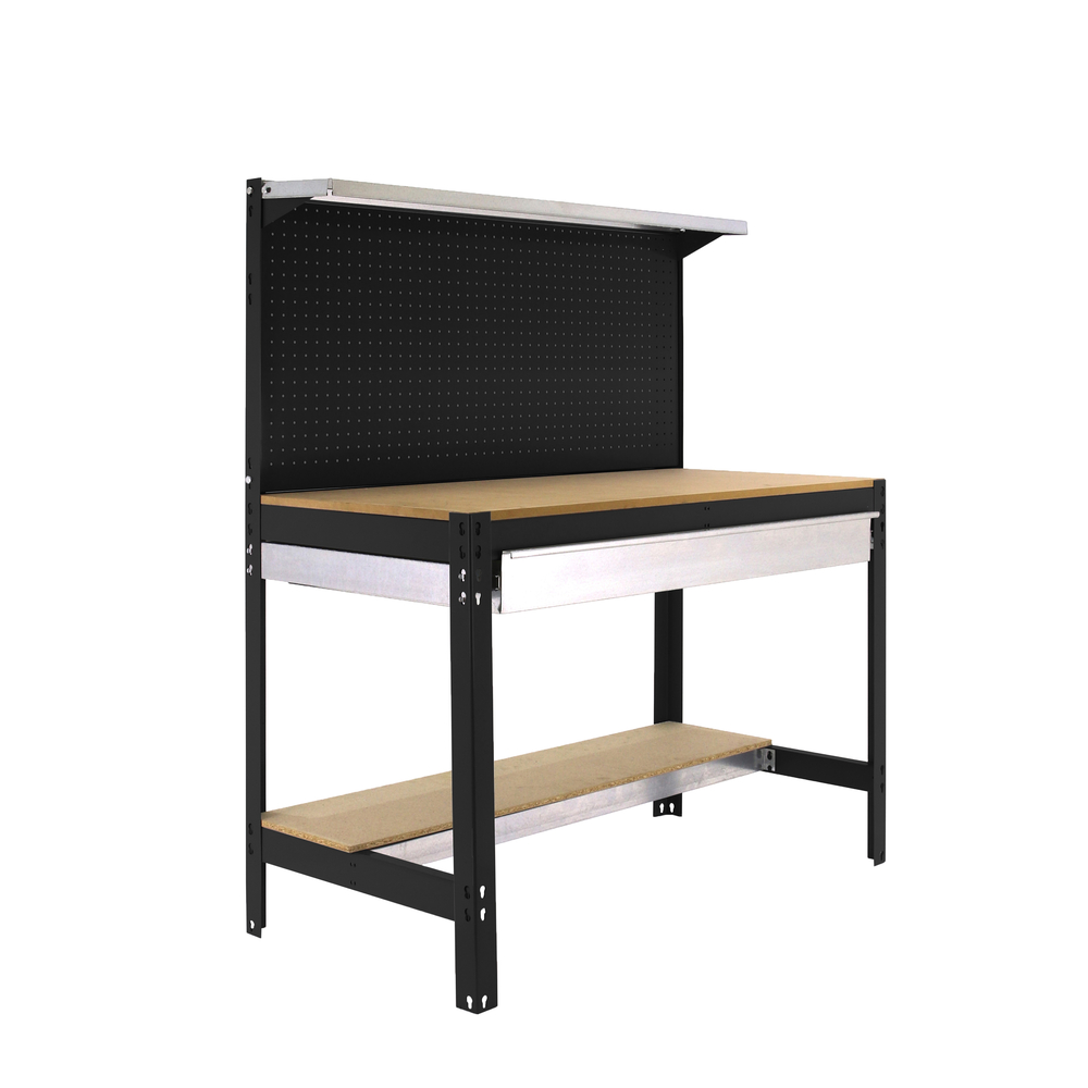 Kit établi Bricolage - 1445x1510x610 - 3 niveaux Anthracite/Bois - SIMON RACK - 8425437138287