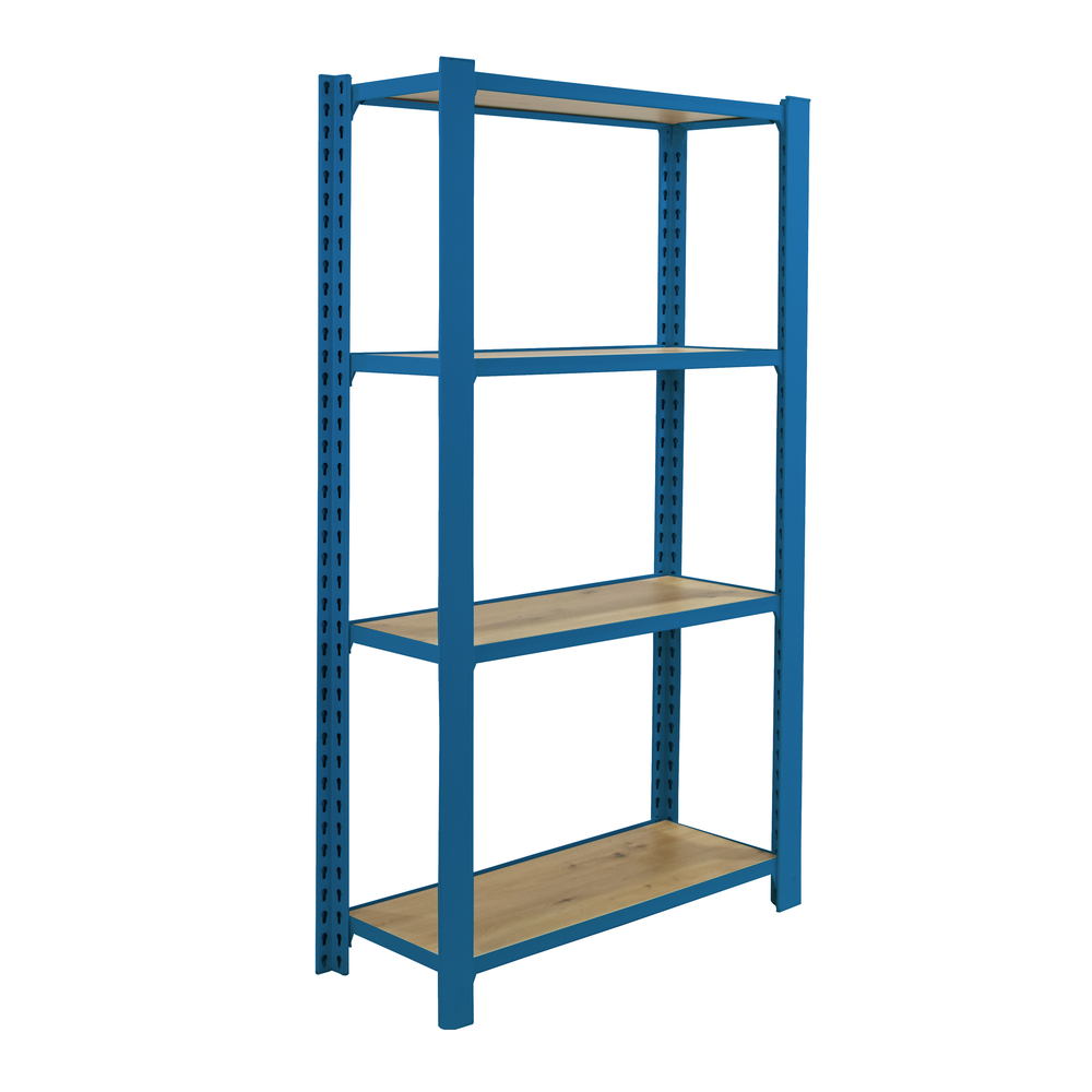 Rayonnage de bureau charge légère sans vis 1500x900x300 - 4 niveaux Bleu - SIMON RACK - 8425437147395