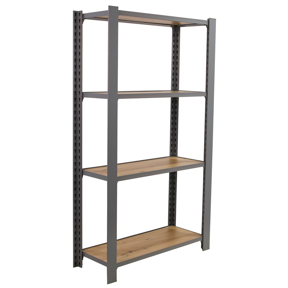 Rayonnage de bureau charge légère sans vis 1500x900x300 - 4 niveaux Gris - SIMON RACK - 8425437147630