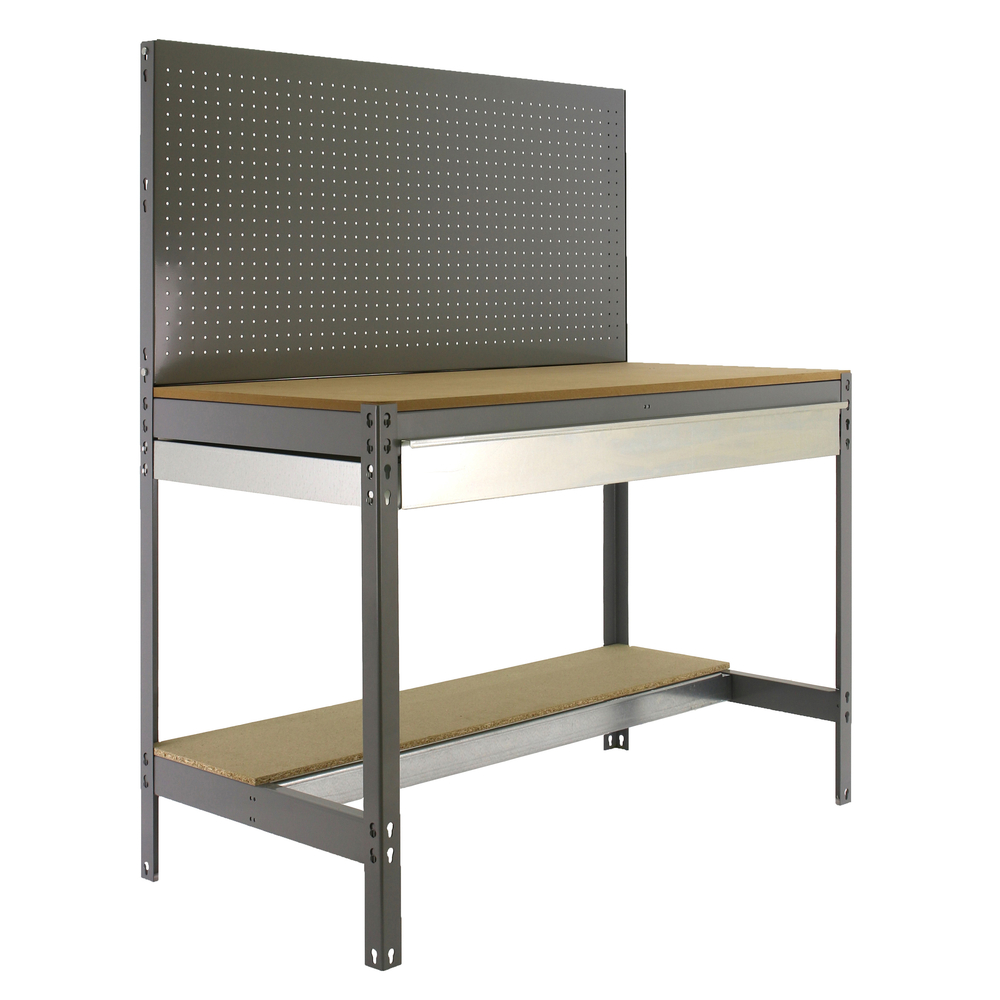 Kit établi Bricolage - 1445x910x610 - 2 niveaux Gris/Bois - SIMON RACK - 8435104932452