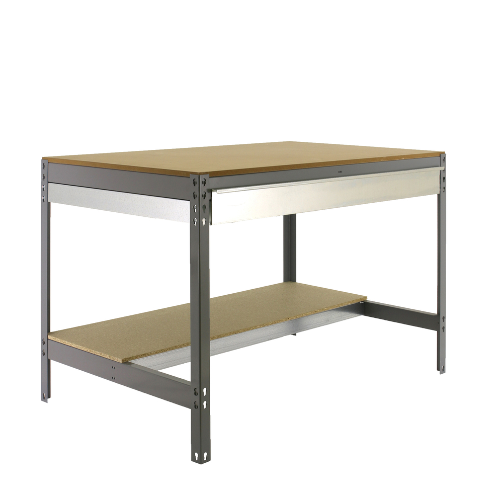 Kit établi Bricolage - 842x1210x760 - 2 niveaux Gris/Bois - SIMON RACK - 8435104932575