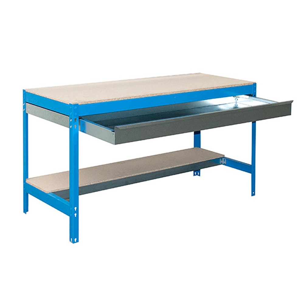 Kit établi Bricolage - 842x1210x760 - 2 niveaux Bleu/Bois - SIMON RACK - 8435104932599