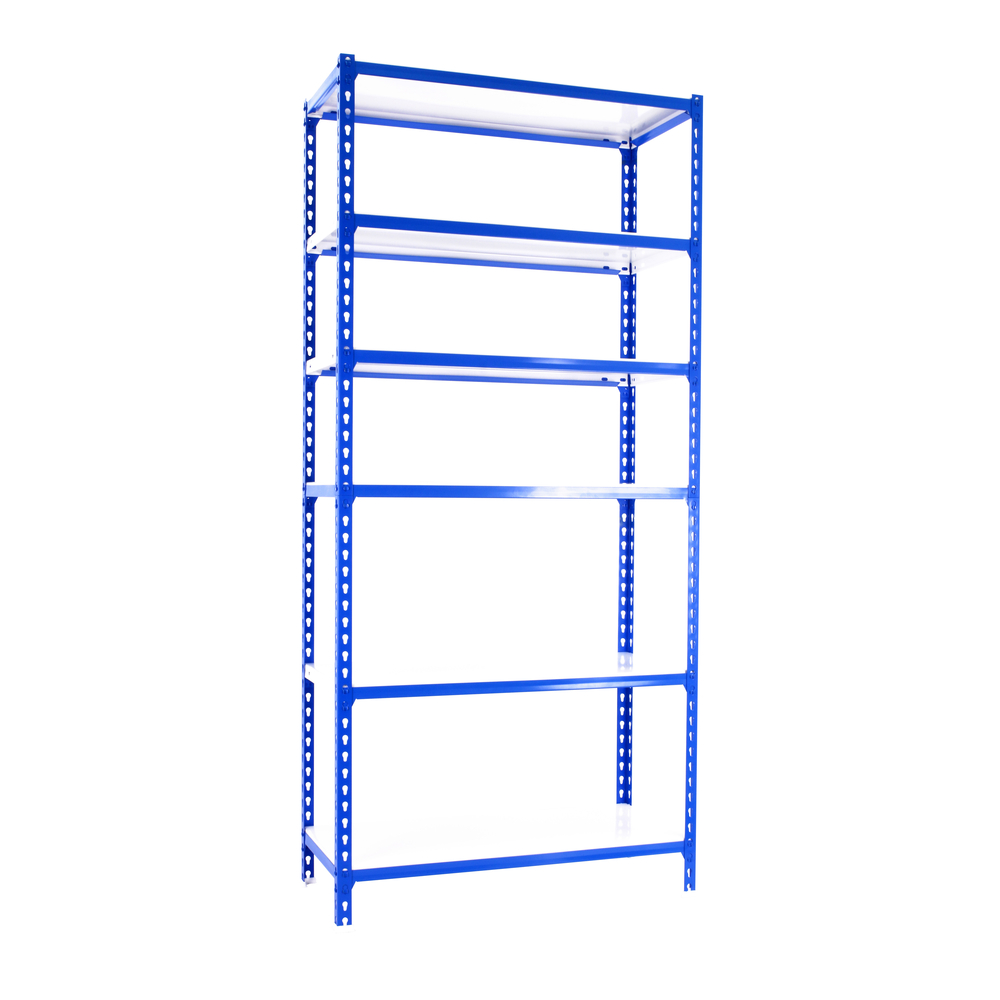Rayonnage métallique léger sans vis 2500x1000x300 - 6 niveaux Bleu/Blanc - SIMON RACK - 8435104953785