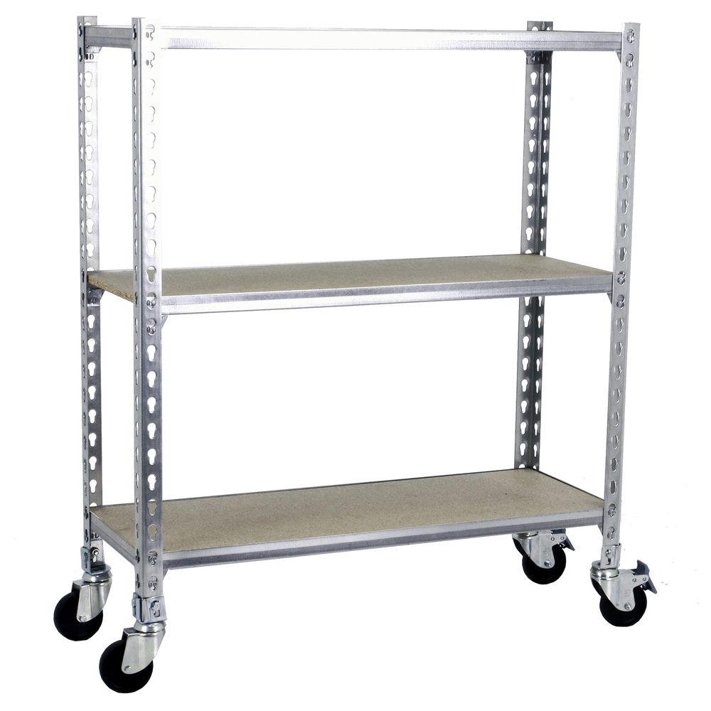 Rayonnage mobile bois-métal léger sans vis 975x1000x400 - 3 niveaux Bois - SIMON RACK - 8435104954454