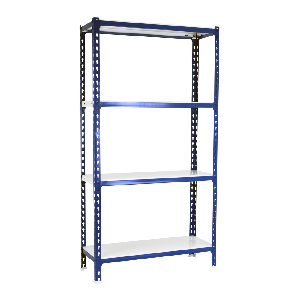 Rayonnage métallique léger sans vis 1500x800x500 - 4 niveaux Bleu/Blanc - SIMON RACK - 8435104960691