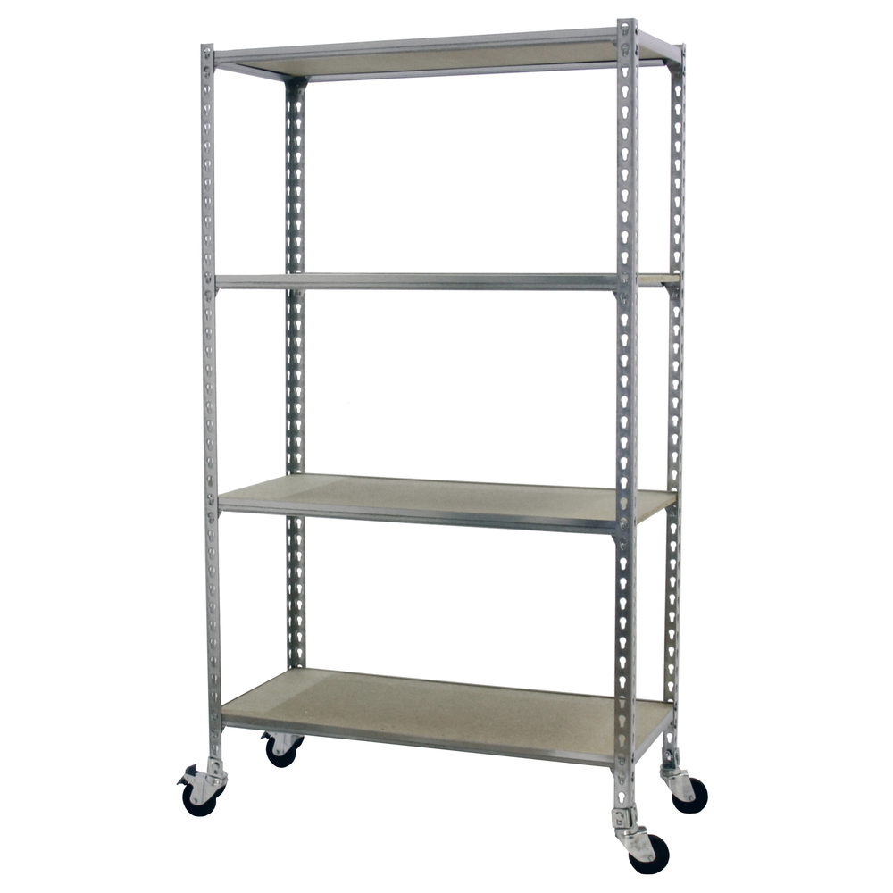 Rayonnage mobile bois-métal léger sans vis 1575x900x500 - 4 niveaux Bois - SIMON RACK - 8435104963715