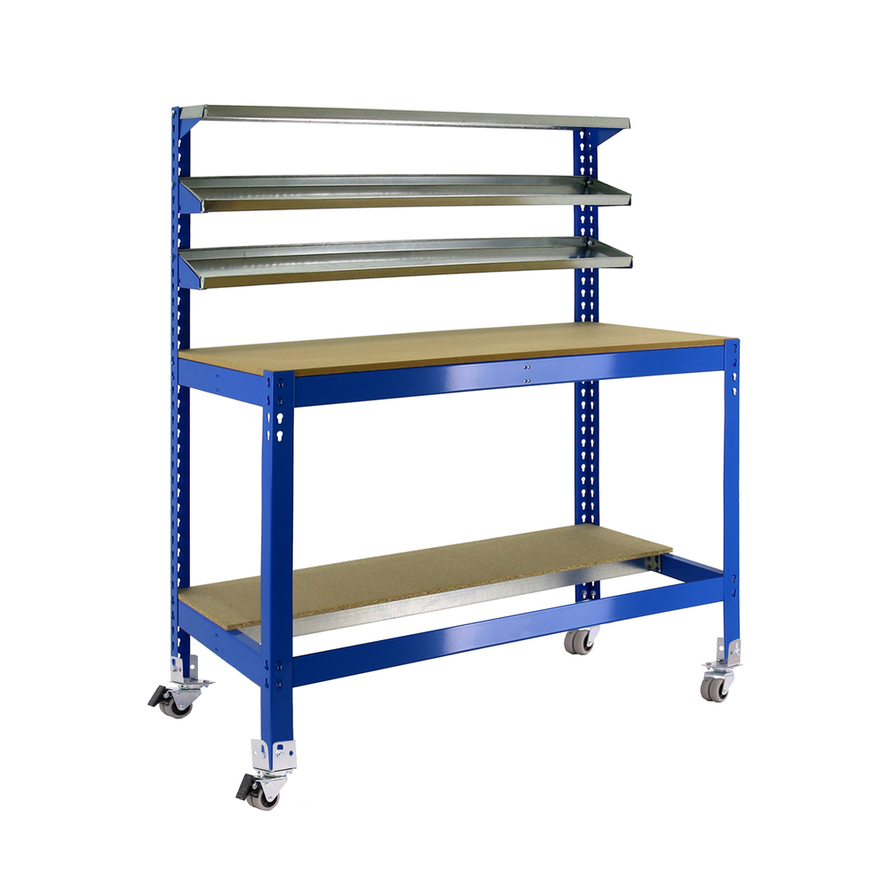 Kit établi mobile Bricolage - 1520x1510x760 - 5 niveaux Bleu/Bois - SIMON RACK - 8435104984666