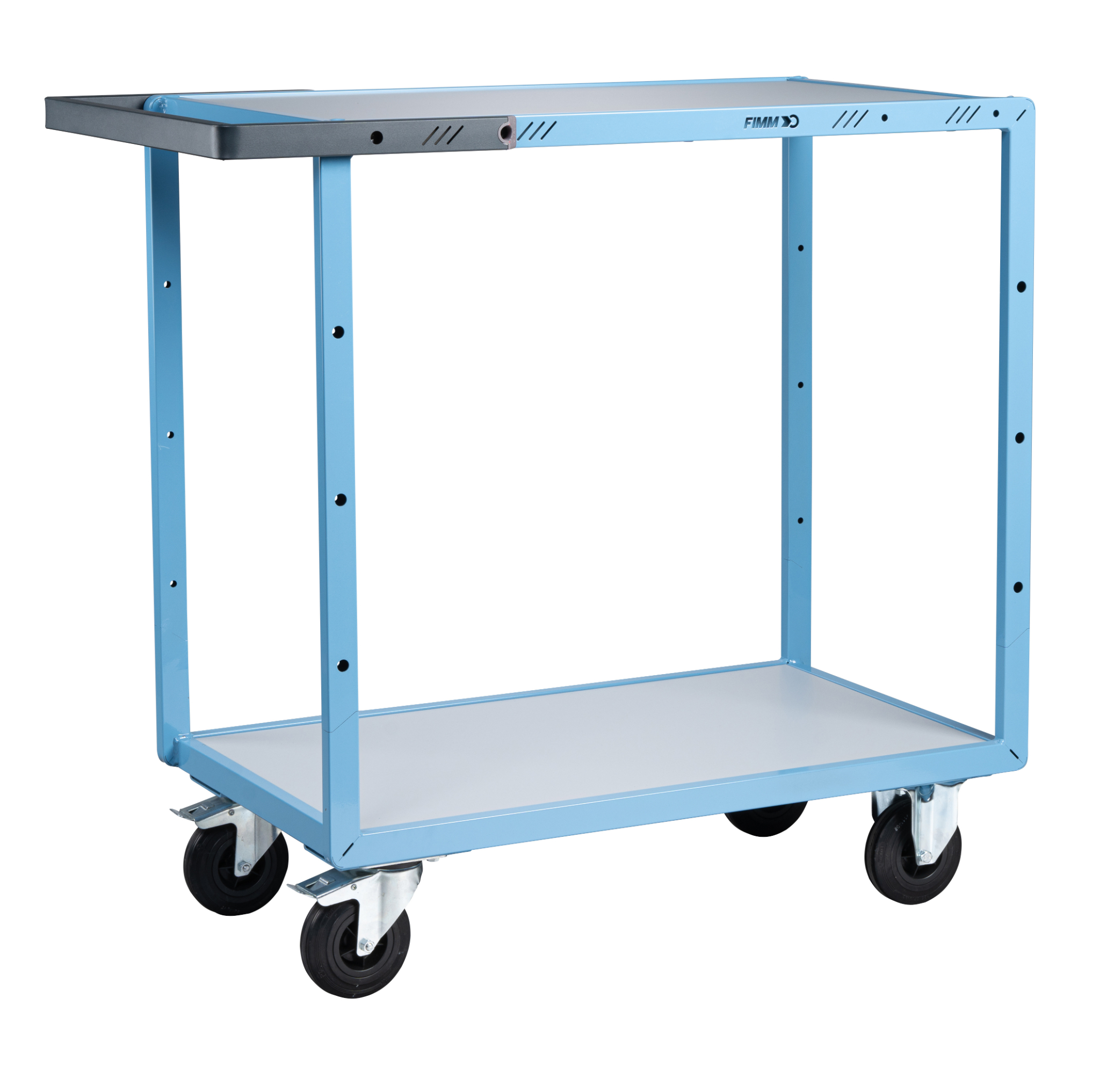 Servante mécano-soudée 2 plateaux mélaminé 850x500 mm roues CC 250 kg - FIMM - 880701111