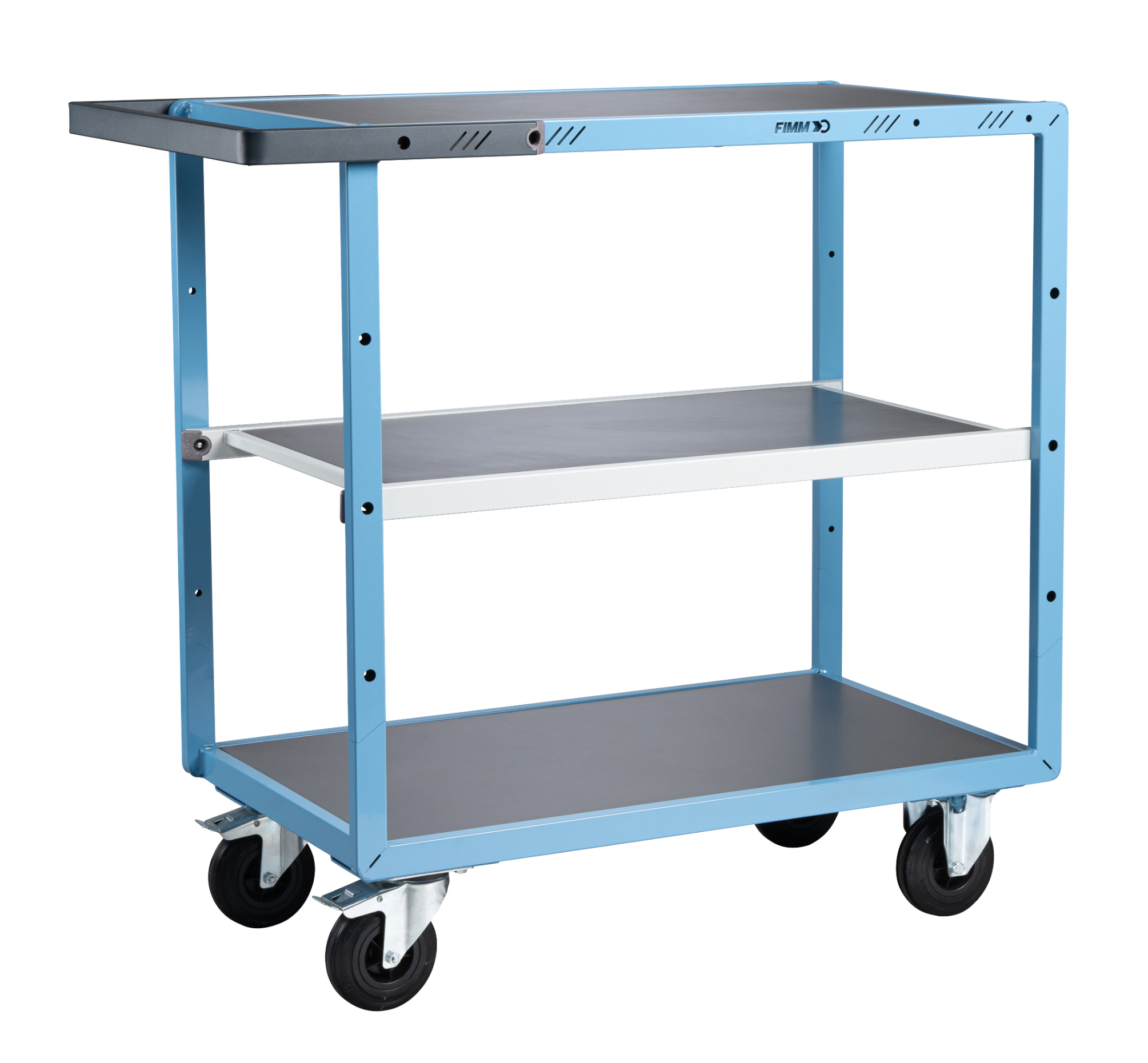 Servante mécano-soudée 3 plateaux tôle galva 850x500 mm roues CC 250 kg - FIMM - 880701312
