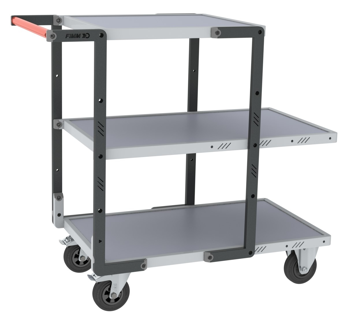 Servante 3 plateaux mélaminé + roues CC, 250 kg - FIMM - 884721115