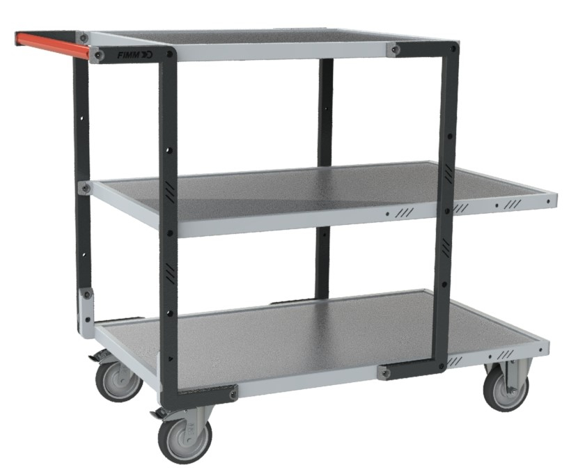 Servante Flat-Pack 3 plateaux tôle 250 kg - FIMM - 884722325