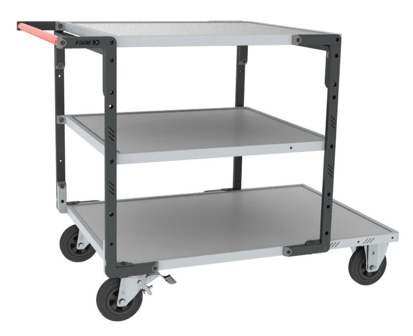 Servante Flat-Pack 3 plateaux tôle charge 400 kg - FIMM - 884732443