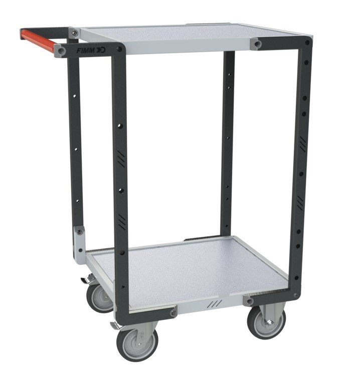 Servante montée 2 plateaux mélaminé 550x500 mm roues TPE 250 kg - FIMM - 886720121
