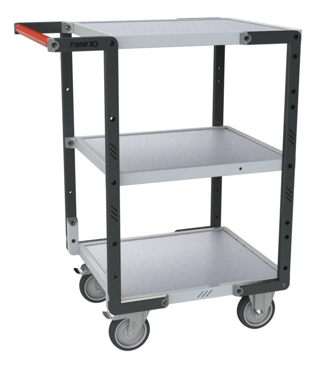 Servante montée 3 plateaux mélaminé 550x500 mm roues TPE 250 kg - FIMM - 886720122