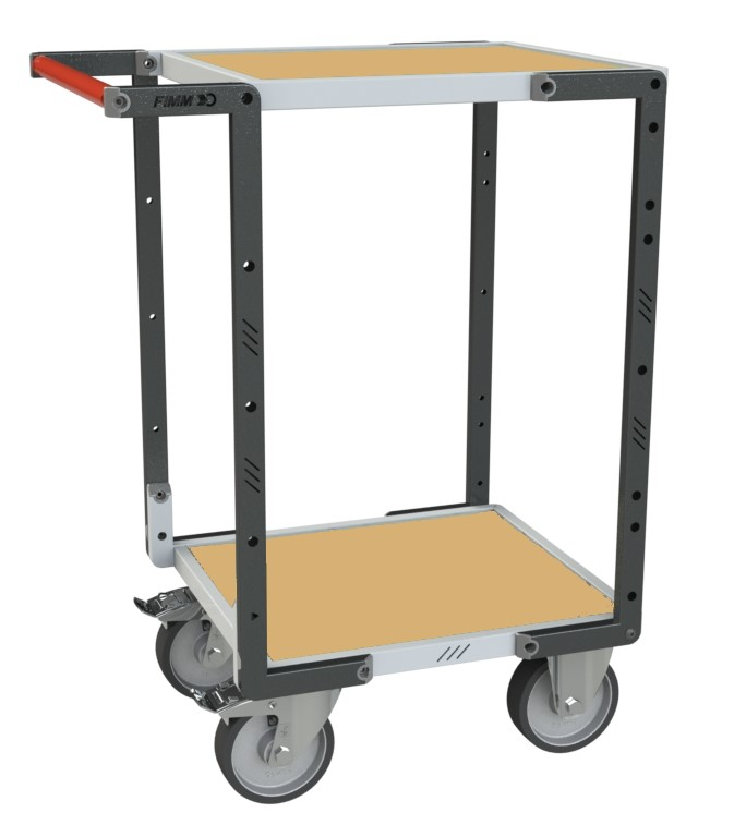 Servante montée 2 plateaux médium 550x500 mm roues TPE 400 kg - FIMM - 886720241