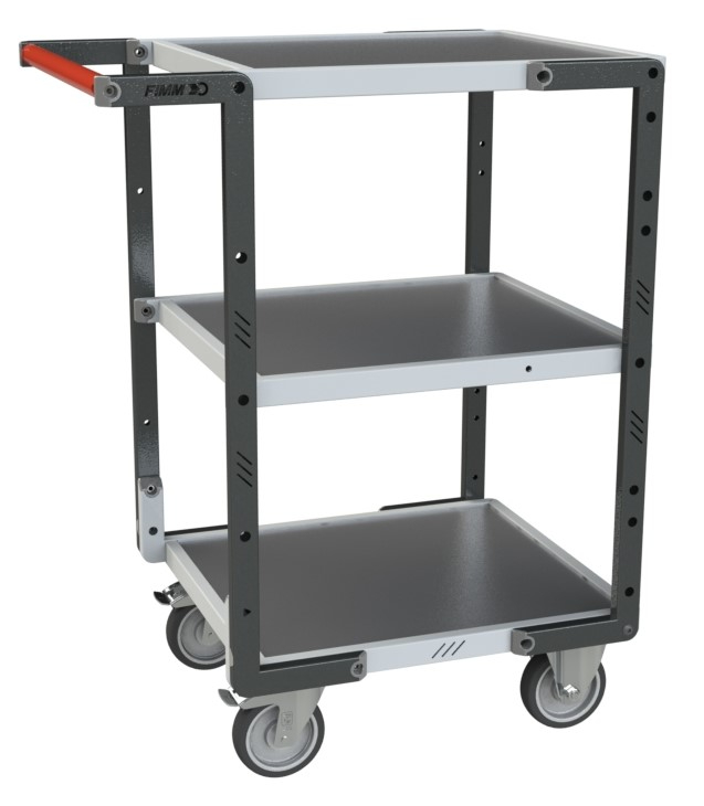 Servante montée 3 plateaux tôle 550x500 mm charge 250 kg - FIMM - 886720322