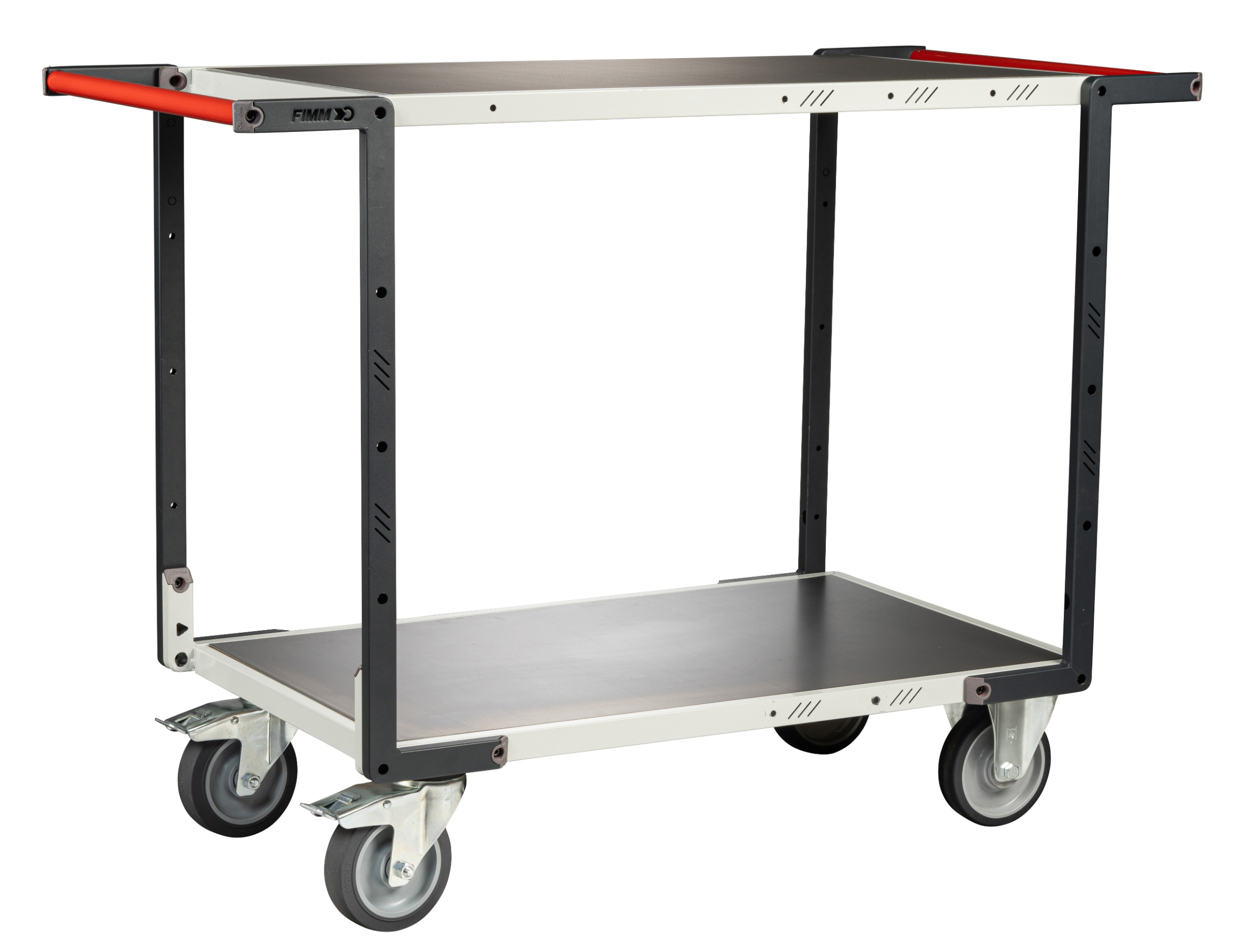 Servante montée 2 plateaux tôle galva double poignées 850x500 mm roues TPE 400 kg - FIMM - 886721346