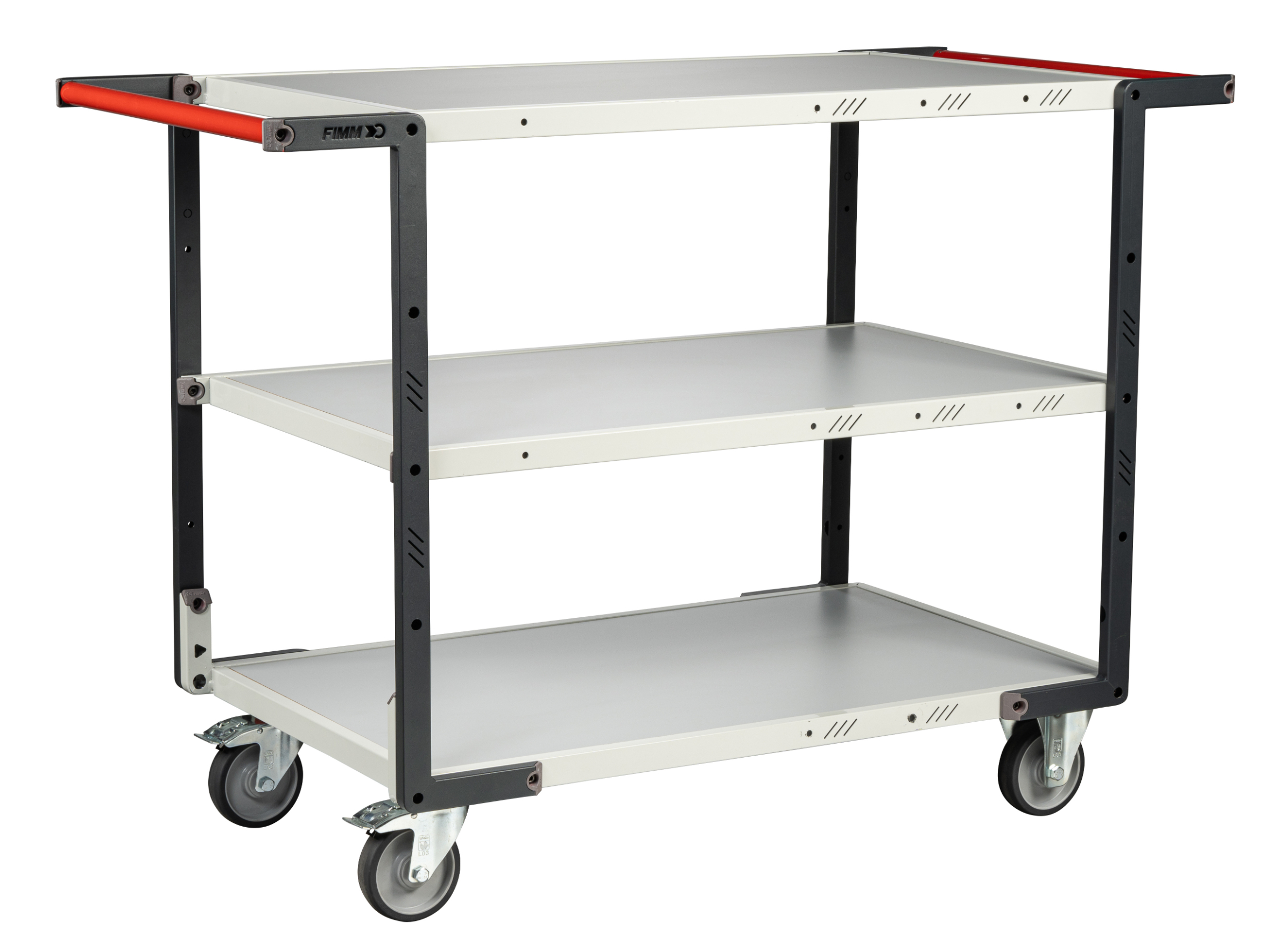 Servante montée 3 plateaux mélaminé double poignées 1000x600 mm roues TPE 250 kg - FIMM - 886722127