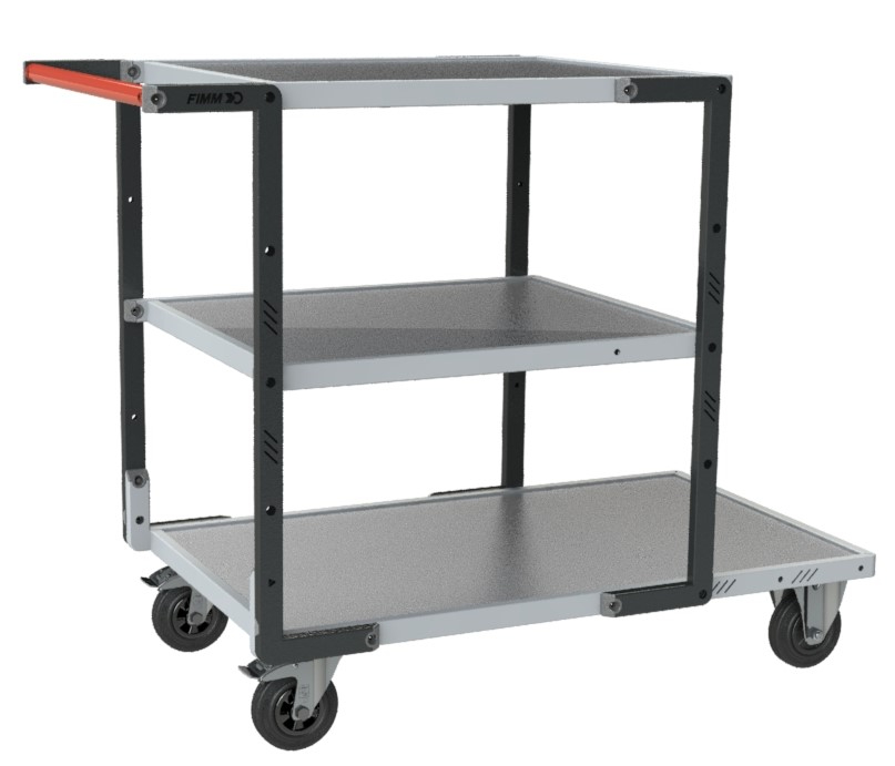 Servante montée 3 plateaux tôle galva + roues CC 250 kg - FIMM - 886722313