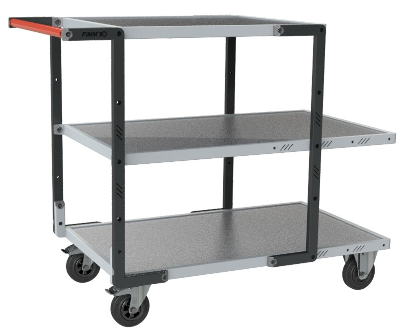 Servante montée 3 plateaux tôle galva + roues CC 250 kg - FIMM - 886722315