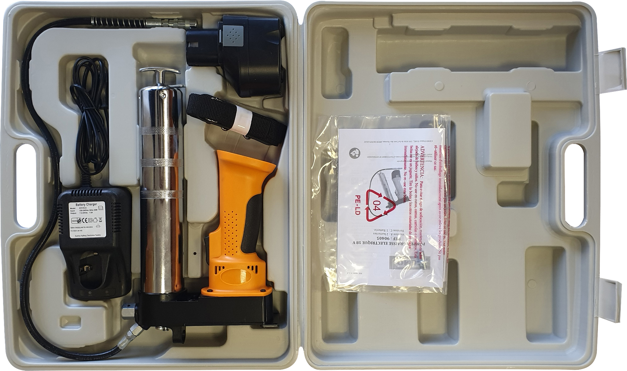 Pompe à graisse électrique sans fil 18 V avec 1 batterie Ni-Mh CEMO - 90405C