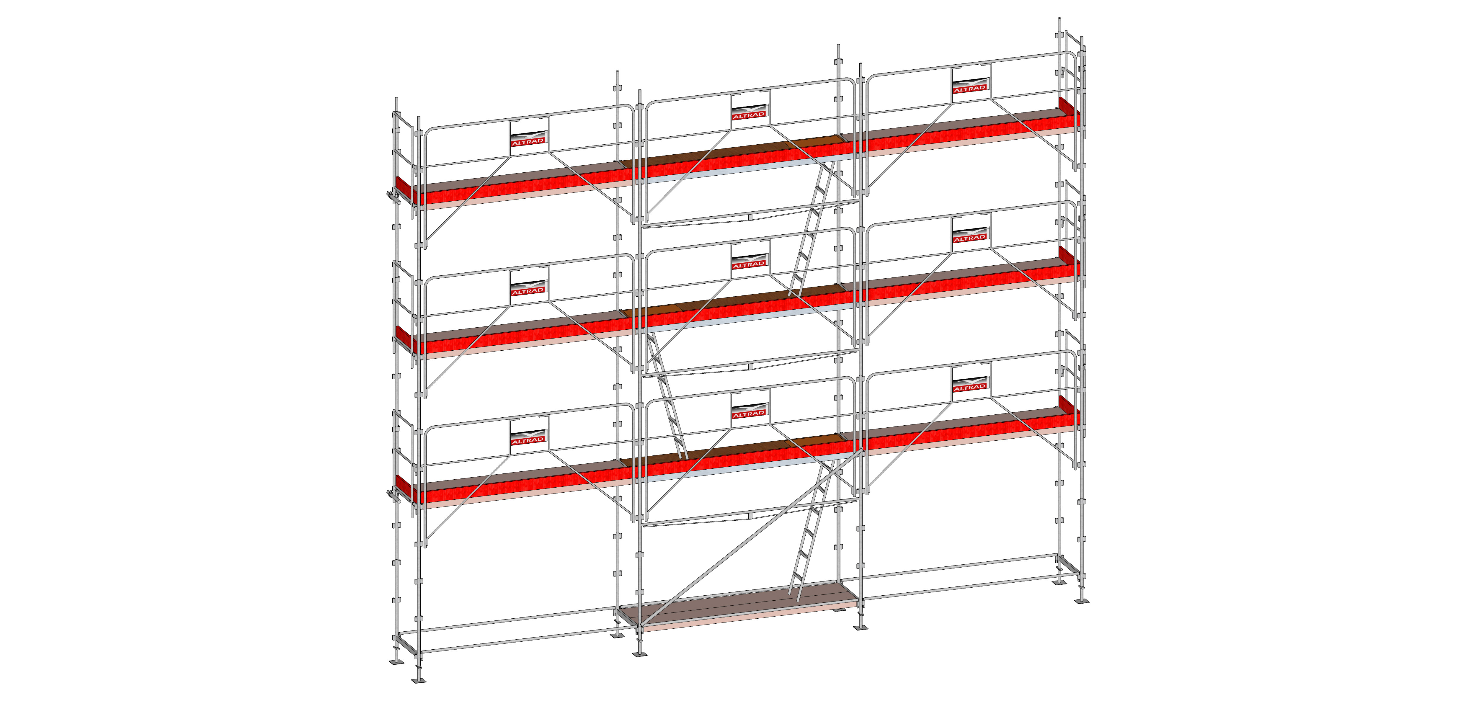Echafaudage ALTRAD Facadier AERIS 80 m²-Structure longueur 10 m x hauteur de travail 8 m avec garde de corps sécurité - L45P080GSP