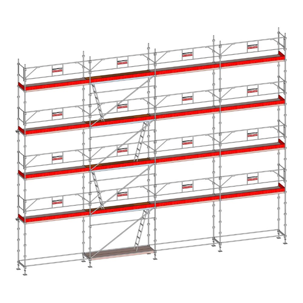 Echafaudage ALTRAD Facadier AERIS 130 m²-Structure longueur 13 m x hauteur de travail 10 m garde corps fixe standard- L45P130GF