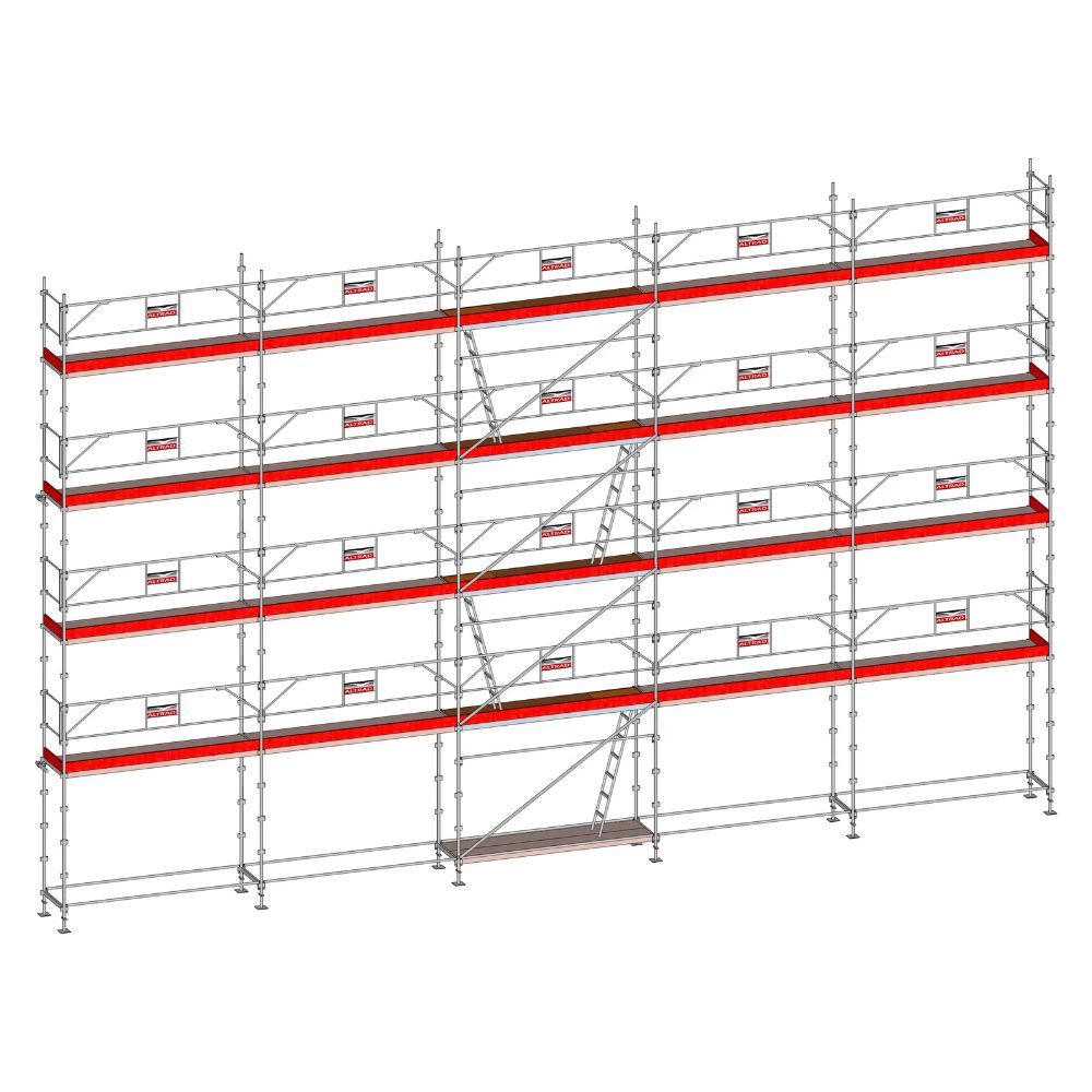 Echafaudage ALTRAD Facadier AERIS 160 m²-Structure longueur 16 m x hauteur de travail 10 m avec garde corps fixe standard- L45P160GF