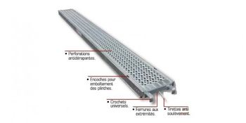 PLANCHER ALTRAD ACIER GALVANISÉ 1,50 M LARGEUR 0,365 M 300 KG/M² CLASSE 4 AERIS45 - N4889
