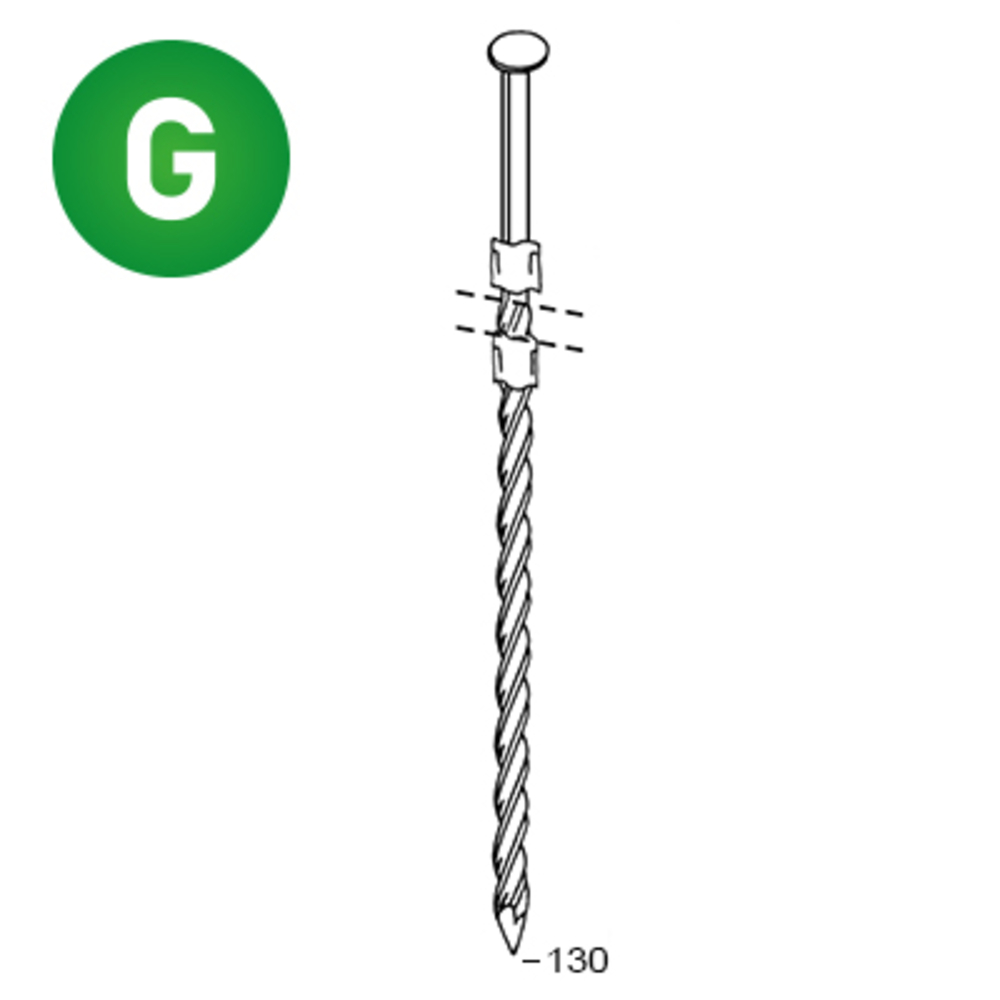 1200 POINTES 20° 38 X 130 CARRÉ-TORSADÉE GALVA - ASLAFIX - 20381307