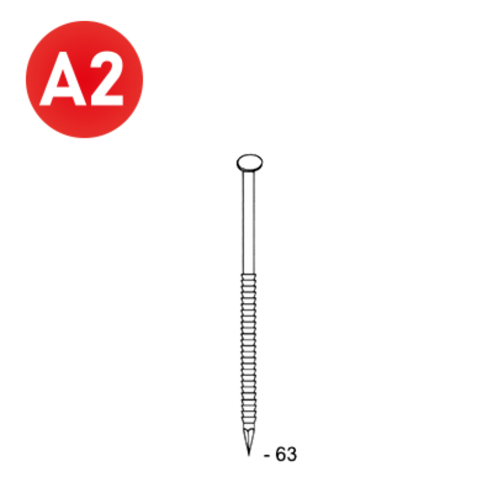 2200 POINTES 34° 28 X 63 ANNELÉES INOX - ASLAFIX - 34280639