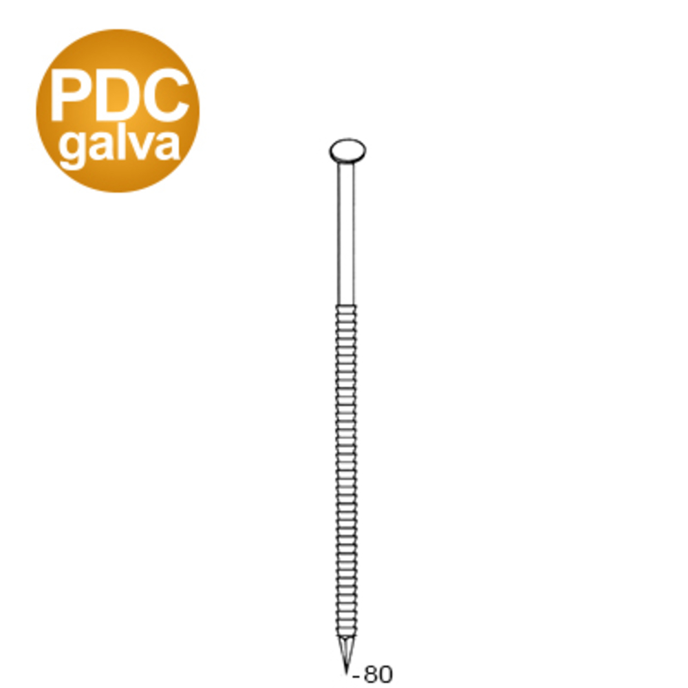 2040 POINTES 34° 28 X 80 ANNELÉES GALVA PDC - ASLAFIX - 34280806DC