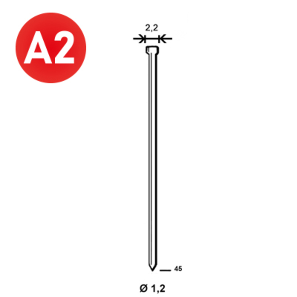 2000 Pointes fines MINIBRADS J-45 INOX - ASLAFIX - 6J-459