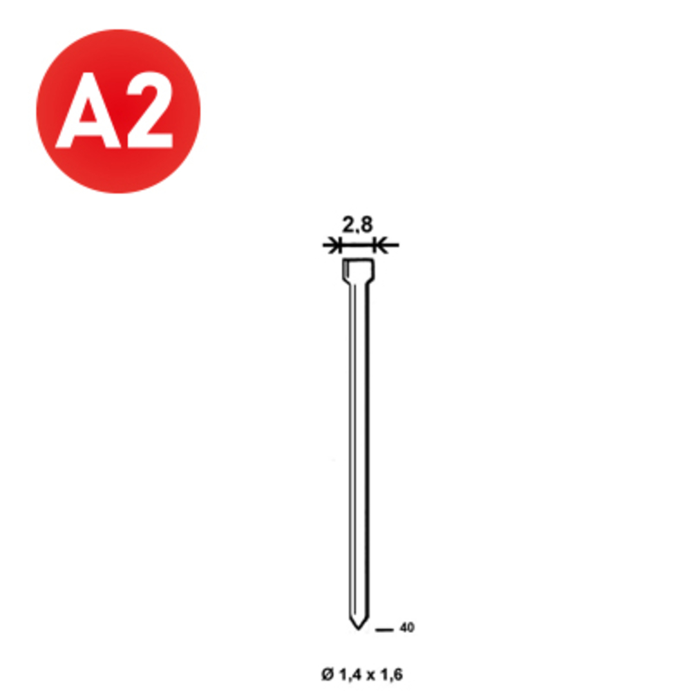 2500 Pointes fines BRADS N-40 INOX - ASLAFIX - 6N-409