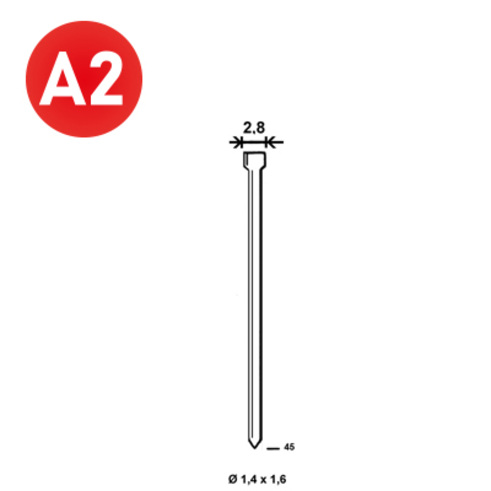 2500 Pointes fines BRADS N-45 INOX - ASLAFIX - 6N-459