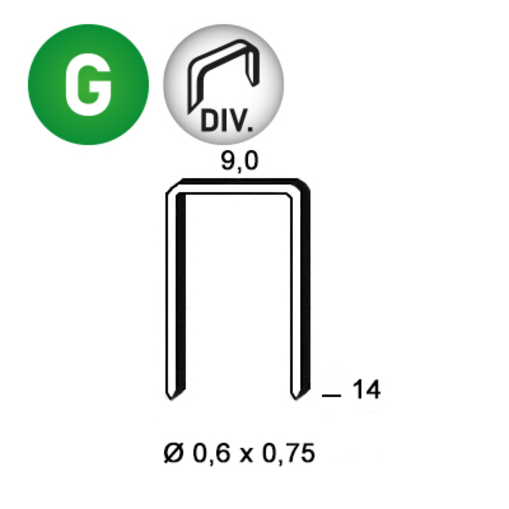 7500 AGRAFES V-14 DIVERGENTES - ASLAFIX - 6V-141D