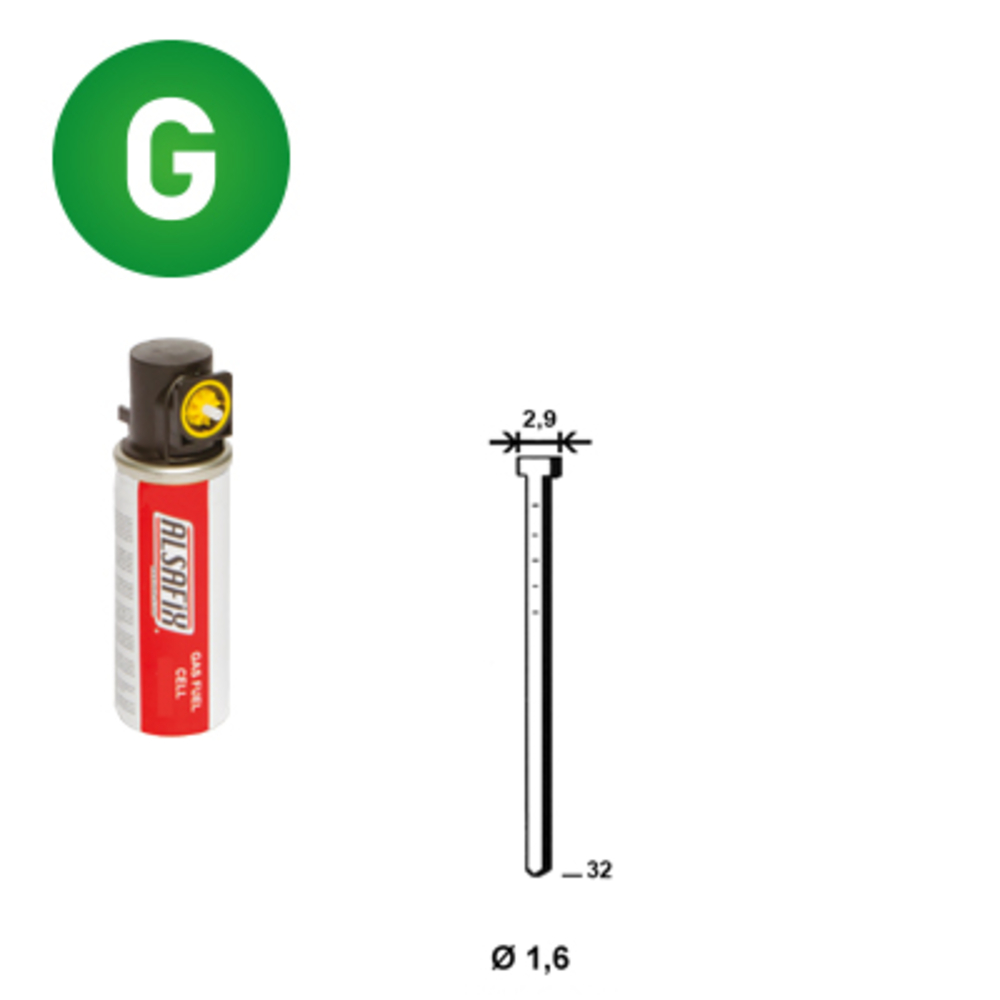 PACK Pointes fines BRADS 20°+GAZ 16/32 GALVA - ASLAFIX - PO62340