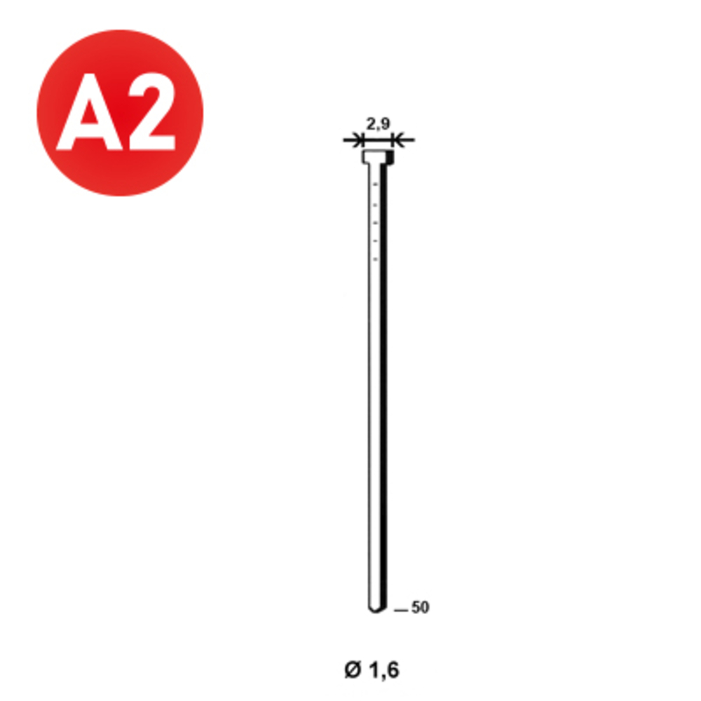 2000 Pointes fines BRADS 20°-16/50 INOX - ASLAFIX - PO62764