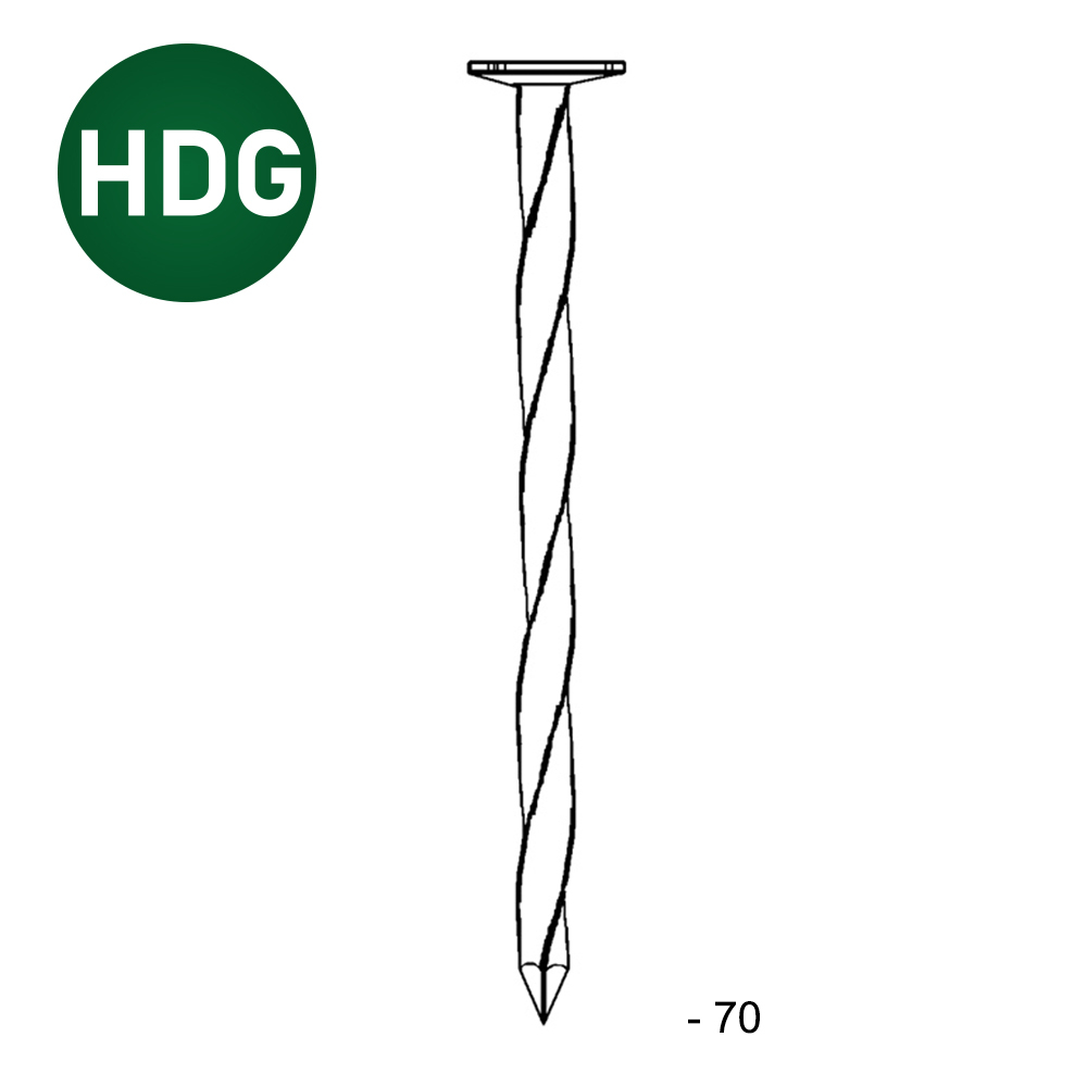 Pointe tête plate carré-torsadée HDG 3,1X70 - 5 KG - ASLAFIX - TP310707
