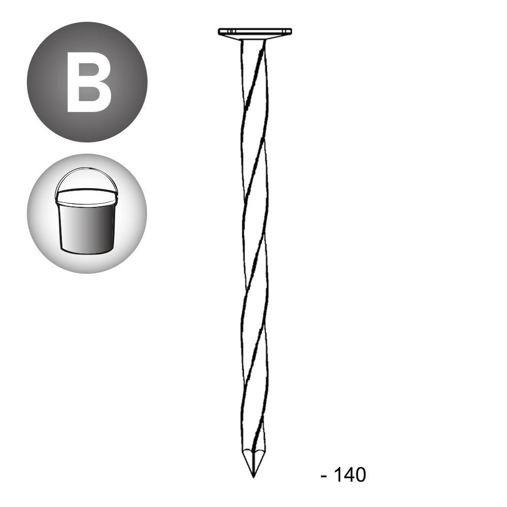 Pointe tête plate carré-torsadée 5,5X140 EN SEAU DE 5 KG - ASLAFIX - TP551404S