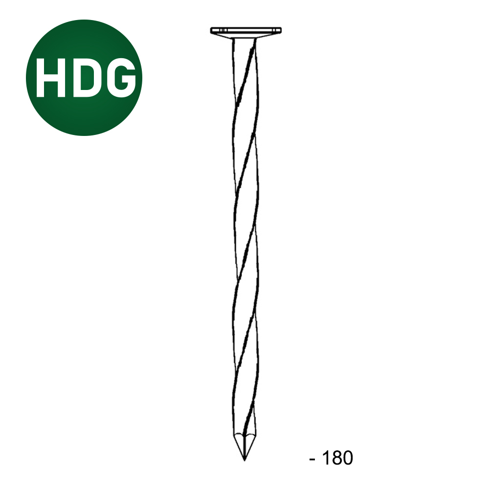 Pointe tête plate carré-torsadée HDG 6,5X180 - 5 KG - ASLAFIX - TP651807