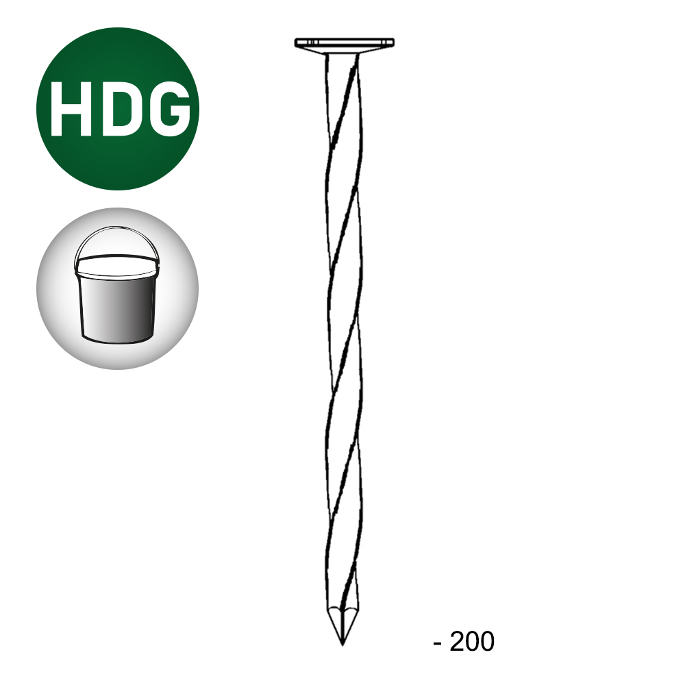 Pointe tête plate carré-torsadée HDG 6,5X200 EN SEAU DE 5 KG - ASLAFIX - TP652007S